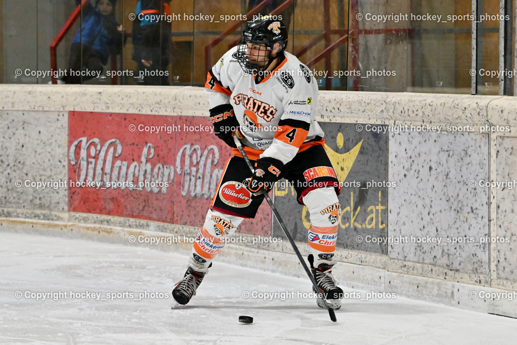 EC Hornets Spittal vs. USC Piraten Velden 18.2.2024 | #4 Rassl Benjamin, EC Hornets Spittal vs. USC Piraten Velden 18.2.2024, EC Hornets Spittal vs. USC Piraten Velden 18.2.2024 am 18.02.2024 in Spittal an der Drau (Eissportzentrum Spittal), Austria, (Photo by Bernd Stefan)