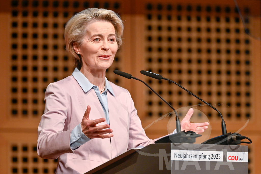 _DWI0637 | Politikerin Ursula von der Leyen beim CDU-NRW Neujahrsempfang in Düsseldorf. Düsseldorf, 28.01.2023 - Realisiert mit Pictrs.com