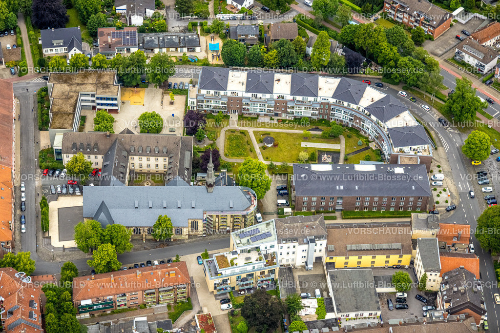 Hamm220604202 | Luftbild, Marienkirche, kath. Pfarrkirche St. Agnes und Seniorenheim An St. Agnes, Mitte, Hamm, Ruhrgebiet, Nordrhein-Westfalen, Deutschland