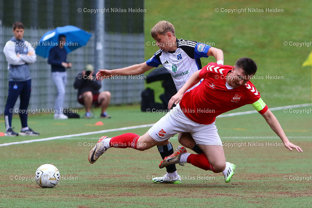 NH_SVEichede_HamburgerSVU21_Testspiel_30062024 | #11 Evgenij Bieche (SV Eichede), #15 Timon Kramer (Hamburger SV U21)Fußball I Herren I Testspiel I Saison 2024-2025 I SV Eichede - Hamburger SV U21 I 30.06.2024 I Waldstadion Lütjensee