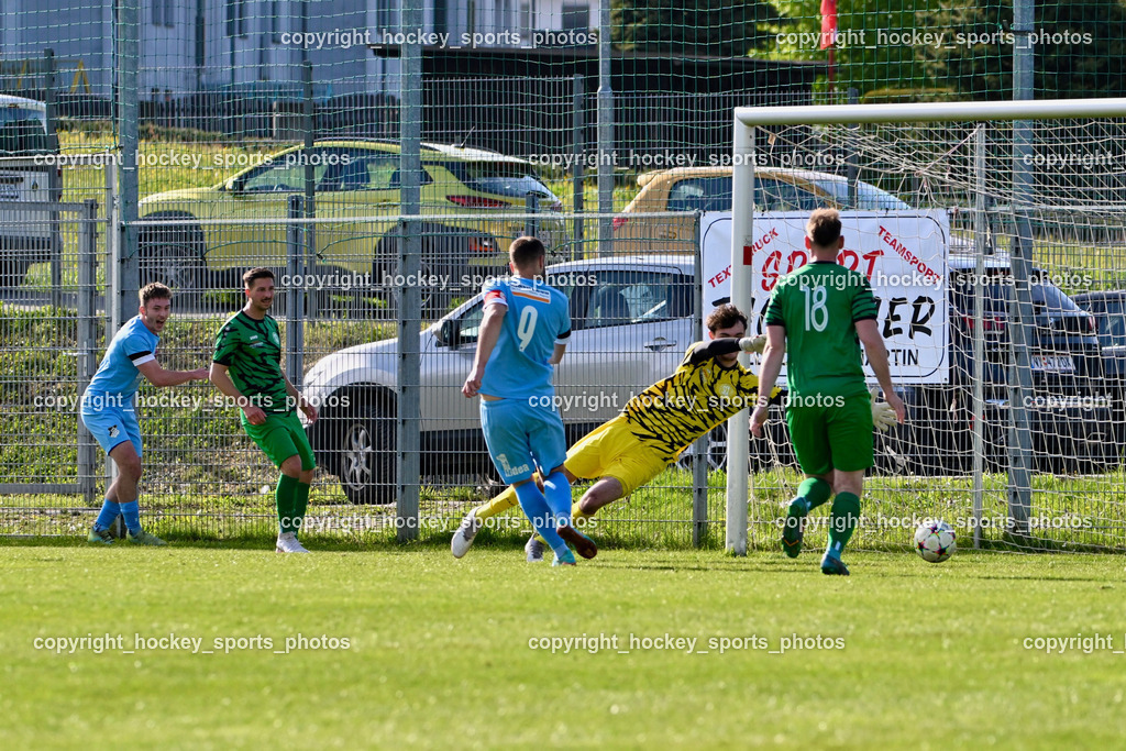 SC Landskron vs. SVG Bleiburg | #18 Alexander Reichmann SC Landskron, #9 Adnan Besic SVG Bleiburg, #22 Alexander Jürgen Pöschl SC Landskron, #19 Philipp Ronacher SC Landskron, SC Landskron vs. SVG Bleiburg, SC Landskron vs. SVG Bleiburg am 28.04.2024 in Villach (Sportzentrum Landskron), Austria, (Photo by Bernd Stefan)