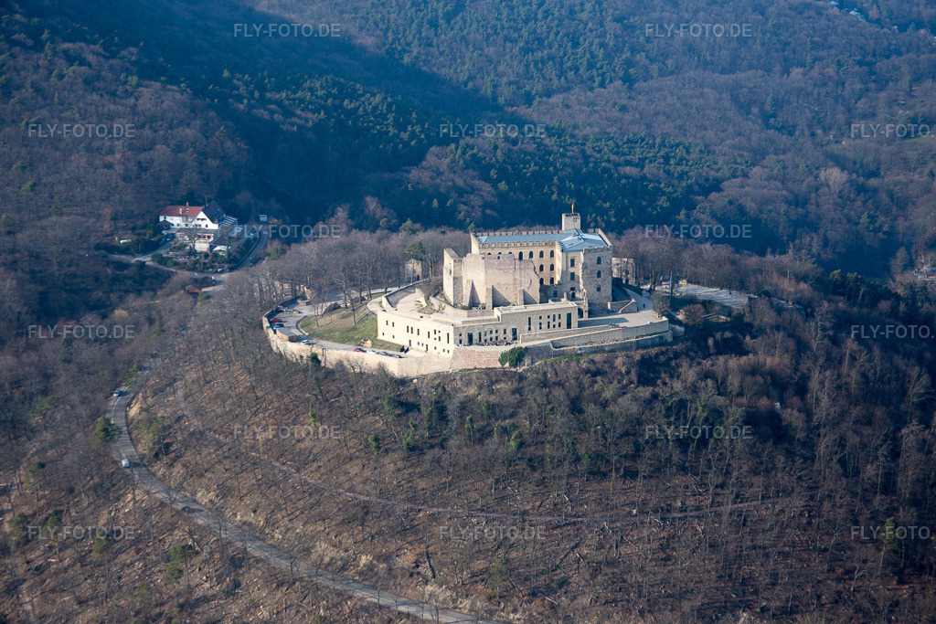 Luftbild: Hambacher Schloß im Ortsteil Diedesfeld in Neustadt im Bundesland Rheinland-Pfalz in Deutschland. Foto: IMG_086514.jpg vom 18.03.2016 durch Werner Riehm/FLY-FOTO.de
