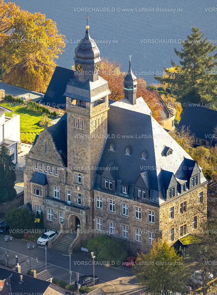 Wetter251104266 | Luftbild, Rathaus Stadtverwaltung Wetter (Ruhr)mit Turmuhr, herbstliche Bäume, Wetter, Ruhrgebiet, Nordrhein-Westfalen, Deutschland