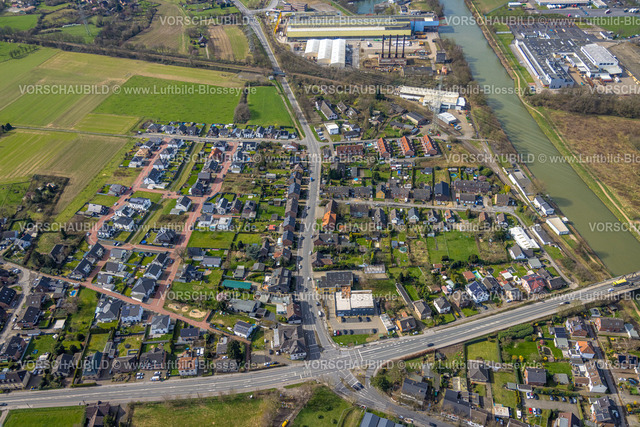 Voerde240309446 | Luftbild, Wohngebiet Ortsansicht Ortsteil Friedrichsfeld, Wesel-Datteln-Kanal, Fernsicht,  Friedrichsfeld, Voerde, Nordrhein-Westfalen, Deutschland