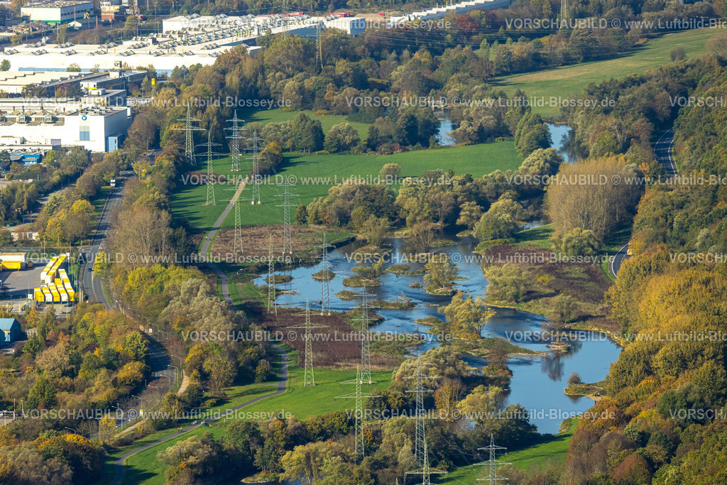 Hagen221016447 | Luftbild, Fluss Lenne Renaturierung, Lenne-Auen, Herbstfarben, Lennetal, Hagen, Ruhrgebiet, Nordrhein-Westfalen, Deutschland