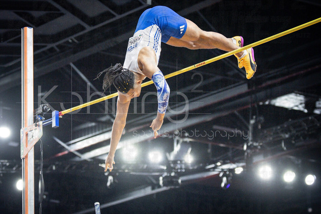 World Athletics Indoor Championships Kujawy Pomorze 26, 21.03.2026 | TORUN, POLAND - MARCH 21: Emmanouil KARALIS (GRE) competing in the men's pole vault during the World Athletics Indoor Championships Kujawy Pomorze 26 on day 2 / session 2 at Kujawsko-Pomorska Arena Torun on March 21, 2026 in Torun, Poland. 