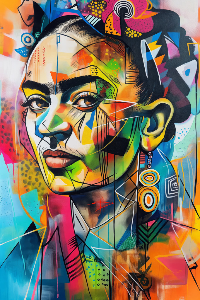 2407040 - Frida Pop Art | Porträt von Frida Kahlo im Stil eines Pop Art Gemäldes als hochwertiger Kunstdruck. Für Preise, Größen- und Materialauswahl klicken Sie bitte auf "Bestellen.