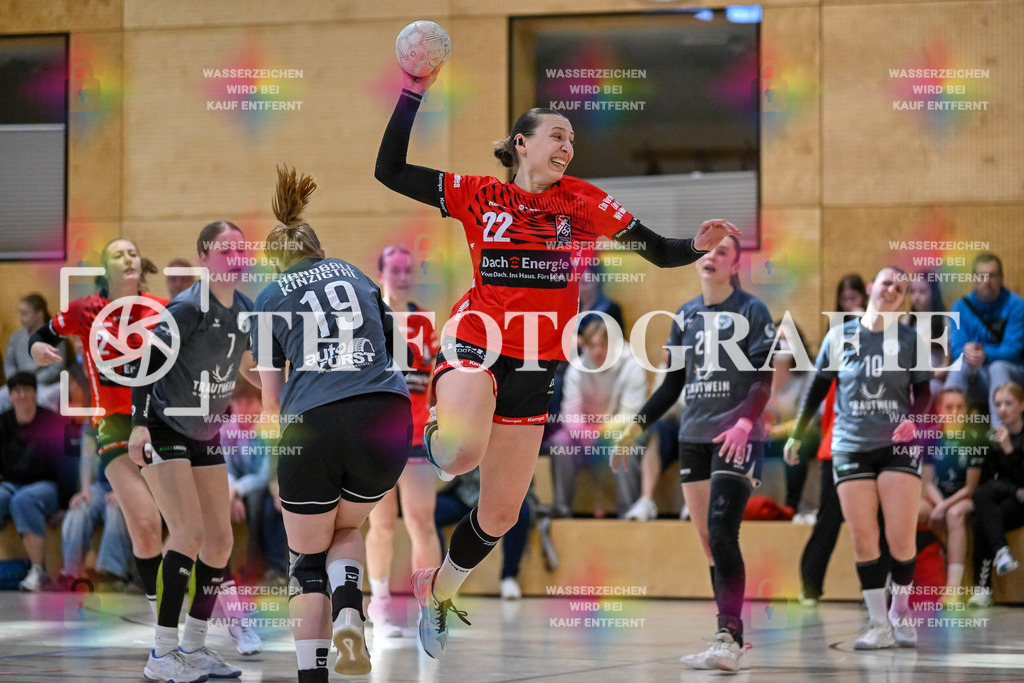 GER, SG Maulburg/Steinen - HB Kinzigtal, Frauen-Handball, Oberliga Suedbaden, 21. Spieltag, Saison 2024/2025, 06.04.2025 | Maike Hartmann (SG Maulburg/Steinen, #22), Pia Weichenhein (HB Kinzigtal, #19)GER, SG Maulburg/Steinen - HB Kinzigtal, Frauen-Handball, Oberliga Suedbaden, 21. Spieltag, Saison 2024/2025, 06.04.2025Foto: TH Fotografie/Thomas Hess