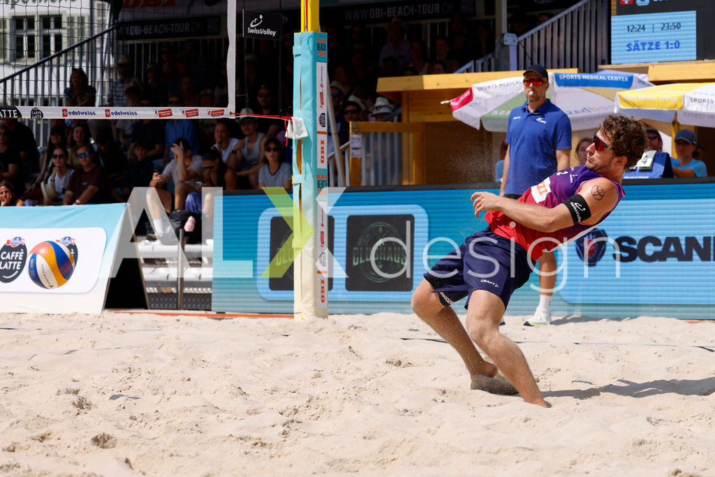 Obi BeachTour 2026 - Basel | BASEL, SWITZERLAND - JULY 19: YVES HAUSSENER (SUI) during the Obi BeachTour 2026 match between DILLIER / FLÜCKIGER (SUI) and HAGENBUCH / HAUSSENER (SUI) at Barfüsserplatz on July 19, 2026 in Basel, Switzerland. - Realisiert mit Pictrs.com