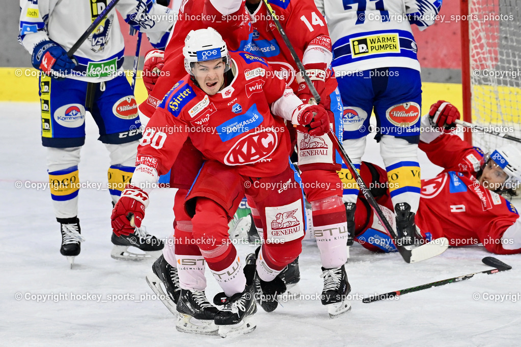 EC KAC vs. EC IDM Wärmepumpen VSV 5.11.2023 | Jubel EC KAC Mannschaft, #80 Kraus Nikolaus, #17 Ganahl Manuel