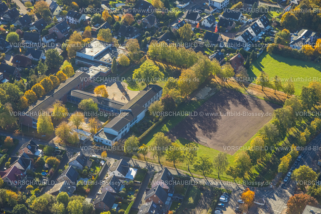 Hamm251001109 | Luftbild, Erlenbachschule Hauptschule und Sportplatz Aschenplatz, herbstliche Bäume, Uentrop, Hamm, Ruhrgebiet, Nordrhein-Westfalen, Deutschland