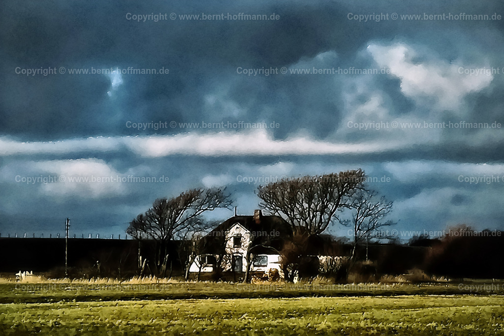 PDM2_0000_Haus-am-Deich_150x100 | DIGITALKUNST. Haus am Deich. __ Friesenhaus auf der Halbinsel Eiderstedt unter Sturmwolken. - Realisiert mit Pictrs.com