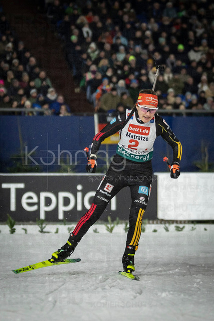 bett1.de WTC Biathlon auf Schalke, 28.12.2025 | Janina Hettich-Walz (Team Deutschland 1) bei der World Team Challenge (bett1.de WTC Biathlon auf Schalke) am 28.12.2025 in der Veltins-Arena in Gelsenkirchen (Deutschland). 