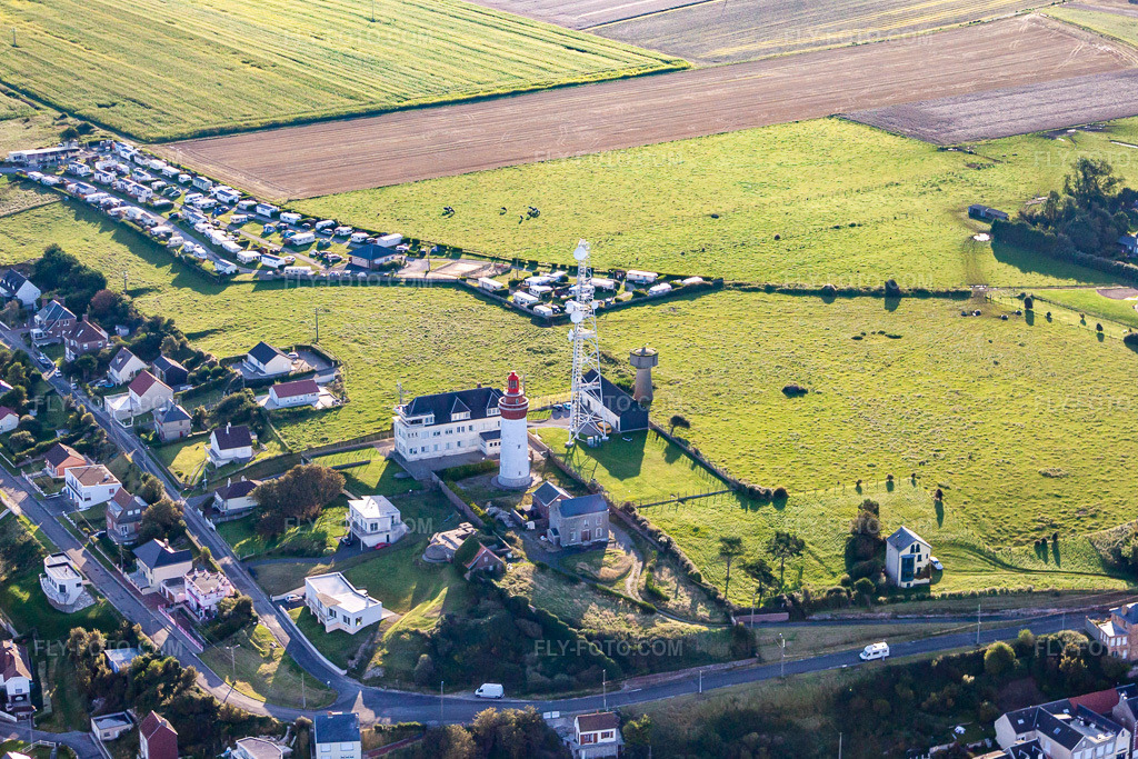 Aerial view: Lighthouse Phare d'Ault in Ault in the state Somme, France.Photo: IMG_70868.jpg taken on 08/24/2014 by Werner Riehm/FLY-FOTO.comResolution of the original: 4409 x 2939 px
