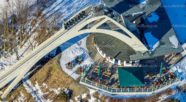 Winterberg230205765 | Luftbild, St. Georg Schanze, winterliche Außengastronomie, Winterberg, Sauerland, Nordrhein-Westfalen, Deutschland