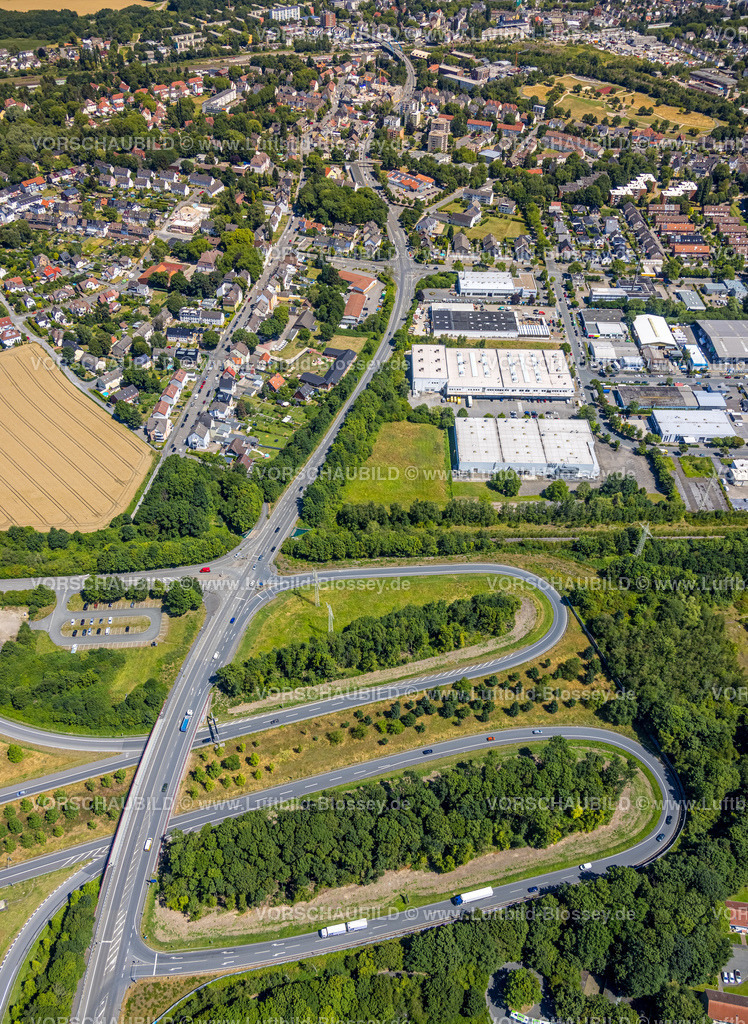 Dortmund220706097 | Luftbild, Anschlussstelle Dreieck Dortmund-Bodelschwingh, Abfahrt Königshalt, am Autobahnkreuz Castrop-Rauxel-Ost, Oestrich, Dortmund, Ruhrgebiet, Nordrhein-Westfalen, Deutschland