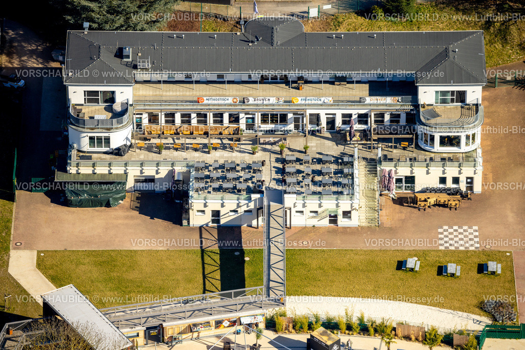 Hagen250302230 | Luftbild, Strandhaus Salitos Beach Hengsteysee Beach Club am Südufer Hengstey, Herdecke, Ruhrgebiet, Nordrhein-Westfalen, Deutschland