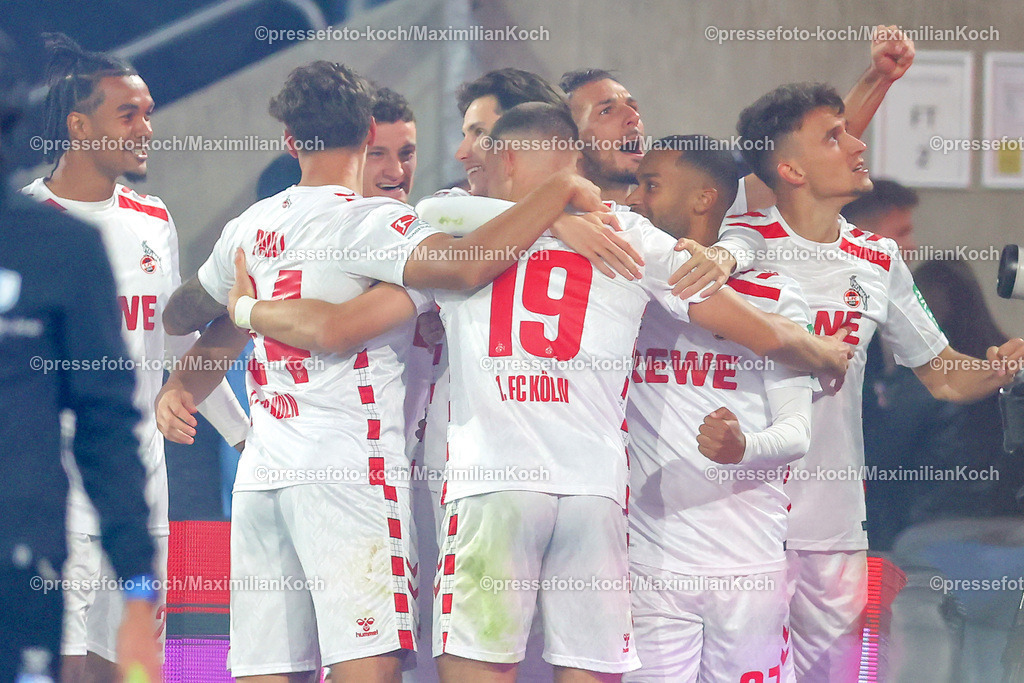 Koe14092401028 | 14.09.2024, 2. Fußball Bundesliga, 1. FC Köln - 1. FC Magdeburg, RheinEnergieSTADION, Saison 2024 2025: Torjubel nach dem 1:0 diurch Damion Downs (1.FC Köln #42)DFB regulations prohibit any use of photographs as image sequences and or quasi-video.