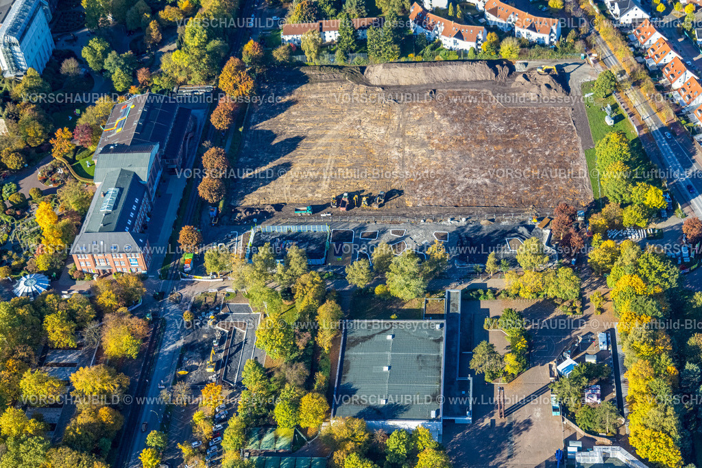 Hamm251001160 | Luftbild, Bauabschnitt der Grünen Umweltachse am Maxipark, Baustelle neben dem Freiherr-vom-Stein-Gymnasium, Eingangsbereich Maximilianpark, Uentrop, Hamm, Ruhrgebiet, Nordrhein-Westfalen, Deutschland