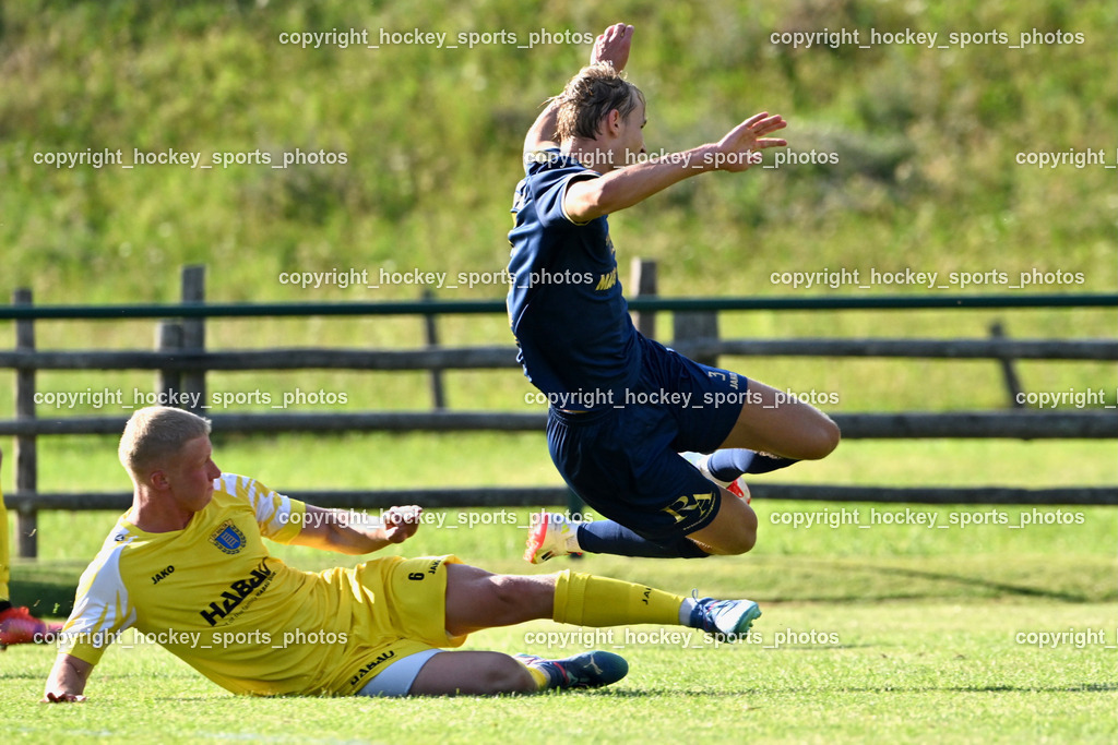 SV Malta vs. ATUS Velden | Flugeinlage, #6 Jakob Michael Ebner SV Malta, #3 Marlon Louis Winter ATUS Velden, SV Malta vs. ATUS Velden, SV Malta vs. ATUS Velden am 19.08.2025 in Malta (Sportplatz Malta), Austria, (Photo by Bernd Stefan)