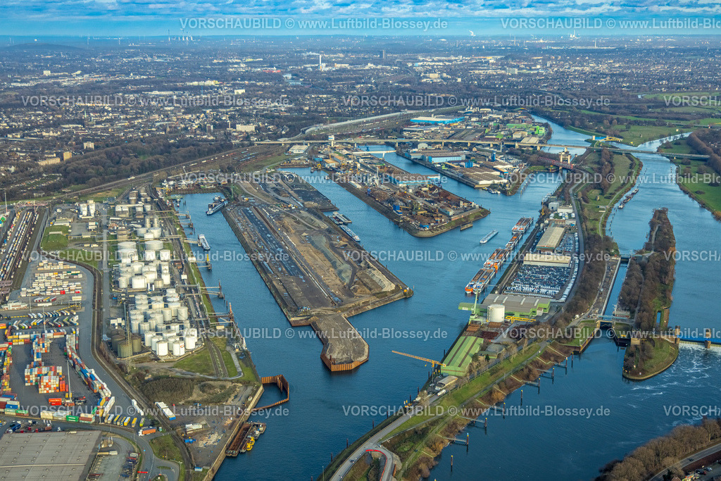 Duisburg230100935 | Luftbild, Duisburg Hafen Ruhrort mit Ölinsel, Kohleninsel und Schrottinsel, geplantes Containerterminal auf Kohleninsel, Ruhrort, Duisburg, Ruhrgebiet, Nordrhein-Westfalen, Deutschland