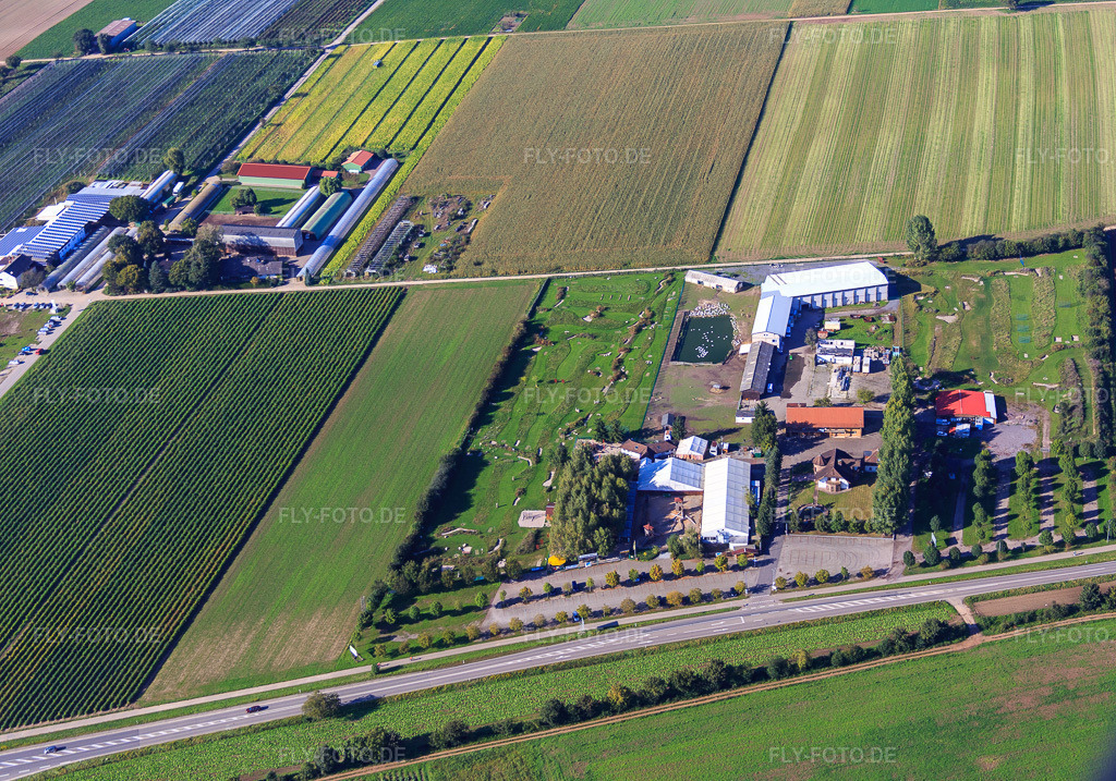 Luftbild: Fussballgolfpark Südpfalz auf dem Adamshof Kandel in Kandel im Bundesland Rheinland-Pfalz in Deutschland. Foto: IMG_072846.jpg vom 23.09.2014 durch Werner Riehm/FLY-FOTO.deWWW.FUSSBALLGOLFPARK-SUEDPFALZ.DE