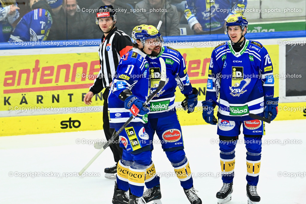 EC IDM Wärmepumpen VSV vs. EC KAC 10.12.202 | Jubel EC VSV Mannschaft, ZRNIC MILAN Referee, #71 Viveiros Layne, #78 Maxa Felix, #81 Richter Marco, 