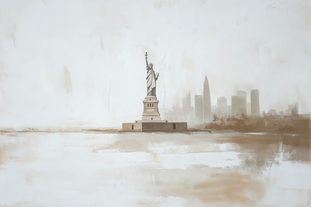 2502053 - Traum von New York | Modernes Wandbild im Stil eines Gemäldes. Bestellen Sie dieses Motiv als hochwertigen Kunstdruck auf Leinwand, hinter Acrylglas, auf Alu-Dibond oder auch als Poster. 
