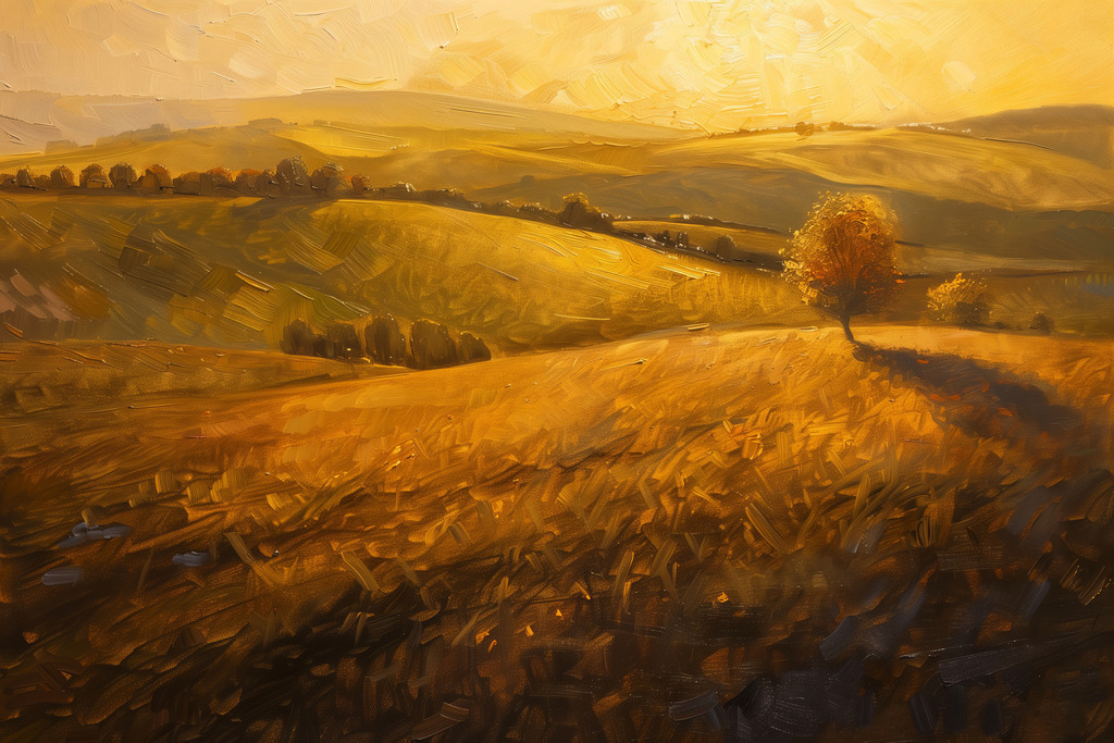 2406043 - Weite Felder | Eine weite Landschaft im Stil eines klassischen Gemäldes.