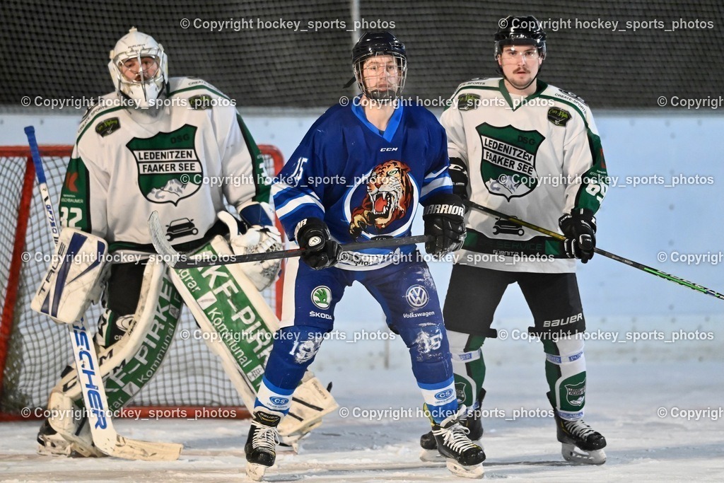 EC Ice Tigers Paternion vs. DSG Ledenitzen Faakersee 14.1.2024 | #32 Baumann Rene, #15 Rauter Johann, #69 Preissegger Fabian