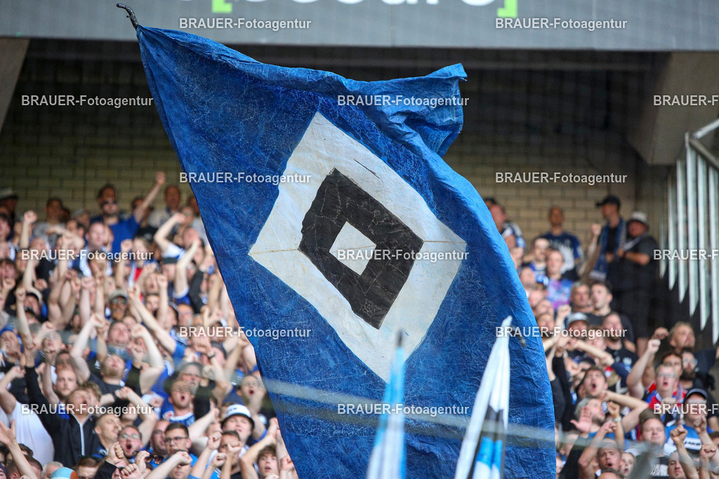 Borussia Mönchengladbach vs Hamburger SV - Bundesliga  | Mönchengladbach, Deutschland, 24.08.25:   eine Flagge vom HSV mit Rautewaehrend des Spiels der Bundesliga zwischen Borussia Mönchengladbach vs Hamburger SV im Stadion im Borussia Park(Foto von Brauer-Fotoagentur / Adrian Schlueter)