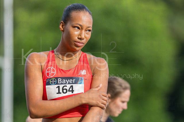 Para Heimspiel 7.0; Leverkusen, 18.07.2026 | LEVERKUSEN, GERMANY - JULY: Edna Eze (GER/TSV Bayer o4 Leverkusen) reacts in the long jump during the Para Heimspiel 7.0 at Fritz Jacobi Sports Complex on July 18, 2026 in Leverkusen, Germany.