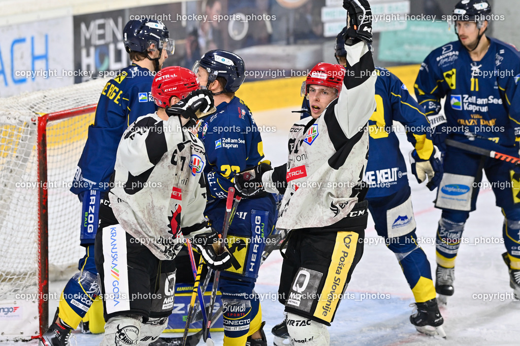 EK Zeller Eisbären vs. HDD Jesenice 1.10.2022 | Jubel HDD Jesenice, #47 Glavic Gasper, #23 Jennes Christian, #19 Sersen Gasper