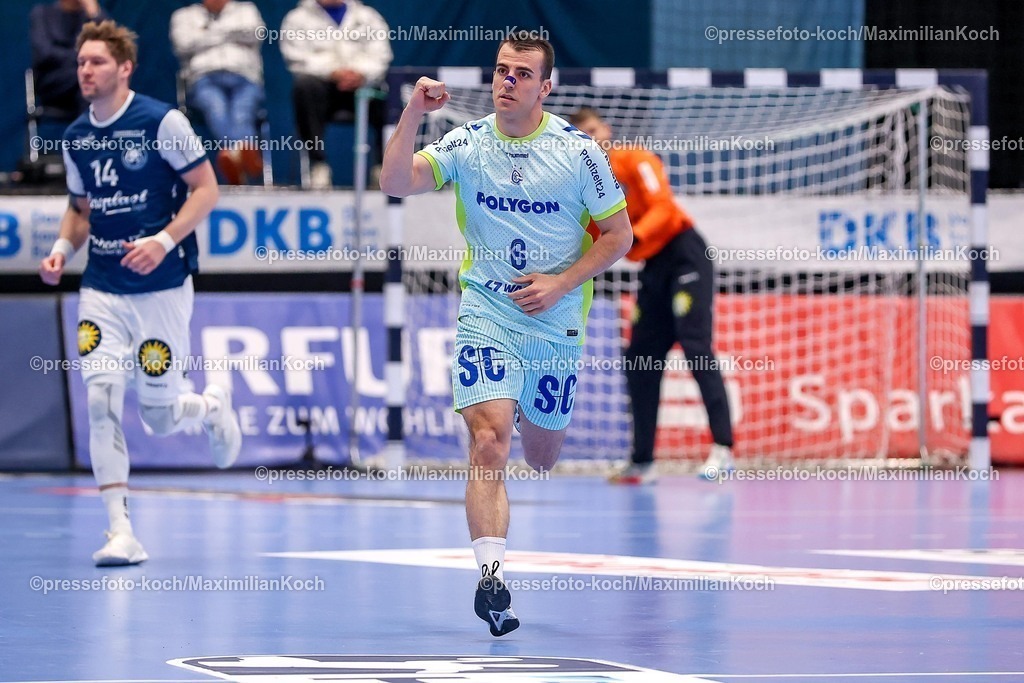 BHC02042601016 | 02.04.2026, Handball, HBL, Bergischer HC - VfL Gummersbach, Mitsubishi Electric HALLE Düsseldorf: Torjubel nach dem Tor durch  Torschütze Milos Vujovic (VfL Gummersbach #06) 