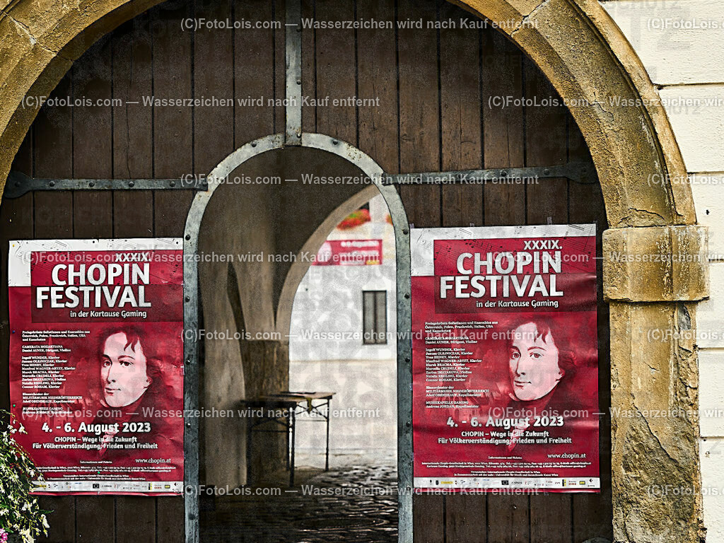 ALP1327_XXXIX-Chopin-Festival_Kartause Gaming_Eingang | (C)FotoLois.com, Alois Spandl, XXXIX. internationales CHOPIN-Festival in der Kartause Gaming, NOCTURNO - nächtliches Konzert bei Kerzenlicht, Sa 5. August 2023.