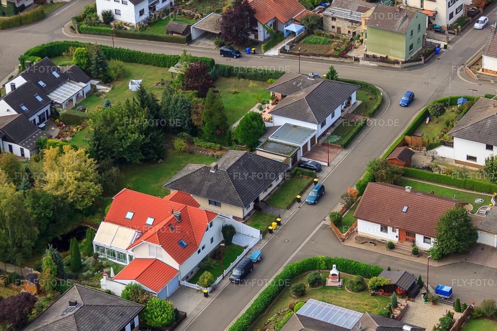 Luftbild: Schillerstraße aus Osten in Eppelsheim im Bundesland Rheinland-Pfalz in Deutschland. Foto: IMG_21684.jpg vom 09.10.2009 durch Werner Riehm/FLY-FOTO.de