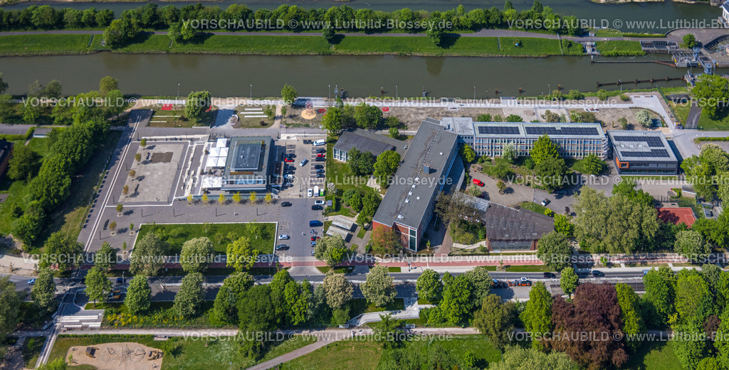 Hamm240506234-2 | Luftbild, R-Cafe Hamm, Gymnasium Hammonense, Datteln-Hamm-Kanal, Kanalkante, Ruderzentrum, Hamm, Ruhrgebiet, Nordrhein-Westfalen, Deutschland