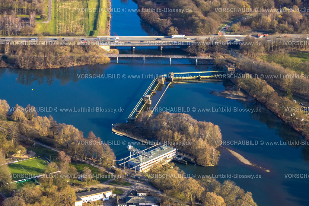 Herdecke260304489 | Luftbild, Laufwasserkraftwerk Stiftsmühle und Fluss Volme Mündung, Brücke Autobahn A1 und Radwegbrücke, Herdecke, Ruhrgebiet, Nordrhein-Westfalen, Deutschland