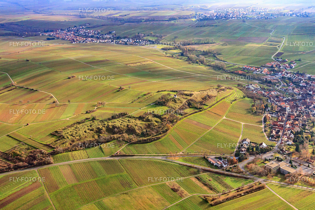 Naturschutzgebiet Kleine Kalmit im Winter von Norden | Luftbild: Naturschutzgebiet Kleine Kalmit im Winter von Norden im Ortsteil Arzheim in Landau im Bundesland Rheinland-Pfalz in Deutschland. Foto: IMG_61288.jpg vom 30.11.2013 durch Werner Riehm/FLY-FOTO.de - Realisiert mit Pictrs.com