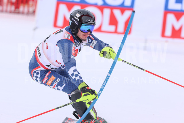 Audi FIS Ski World Cup: Men’s Slalom – Hahnenkamm Race, Kitzbuehel | Kitzbuehel, Austria, 25.Jan.26 - Alpine Skiing - FIS World Cup, Hahnenkamm Race, Slalom, men. The image shows RODES Istok (CRO, Voelkl).