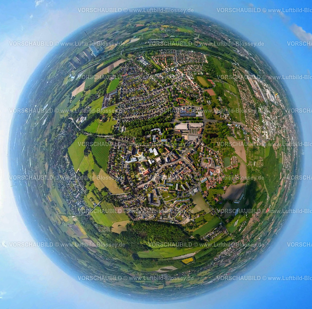 Hamm230520012HerringenMitte | Luftbild, Herringen-Mitte, Wohnen und Leben, Erdkugel, Fisheye Aufnahme, Fischaugen Aufnahme, 360 Grad Aufnahme, Stadtbezirk Herringen, Hamm, Ruhrgebiet, Nordrhein-Westfalen, Deutschland