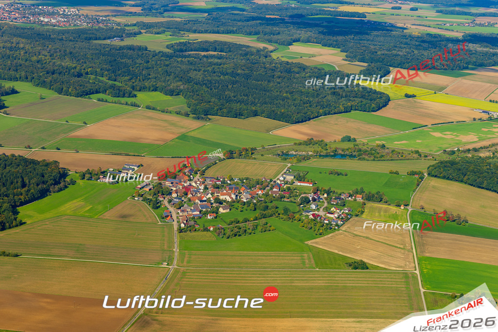 Schöne Luftaufnahme als Geschenk in Großbärenweiler Schrozberg - Die Luftbildaufnahme wurde 2025 vom UL-Flugzeug heraus erstellt ( keine Drohne ) - Hochauflösende Luftaufnahme -Nicht vergleichbar mit Google Maps oder Satelittenbilder- Die Geschenkidee !Mit Lizenz und Bildrechte bestellbar