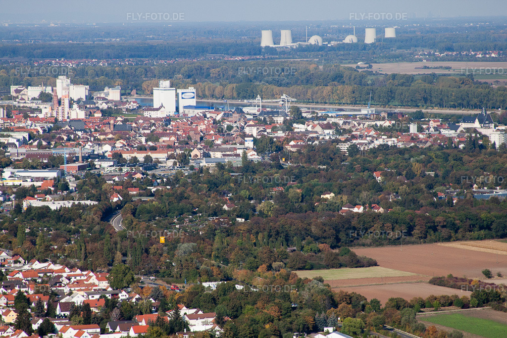 Luftbild: In den Waaggärten in Worms im Bundesland Rheinland-Pfalz in Deutschland. Foto: IMG_21933.jpg vom 09.10.2009 durch Werner Riehm/FLY-FOTO.de