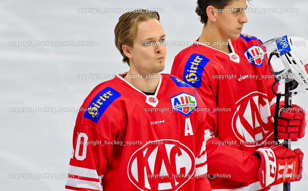 EC KAC Future Team vs. Die Adler Kitzbühl 7.10.2023 | #20 Pilloni Yannic EC KAC FUTURE TEAM, EC KAC Future Team vs. Die Adler Kitzbühl 7.10.2023, EC KAC Future Team vs. Die Adler Kitzbühl am 07.10.2023 in Klagenfurt (Messehalle Klagenfurt), Austria, (Photo by Bernd Stefan)
