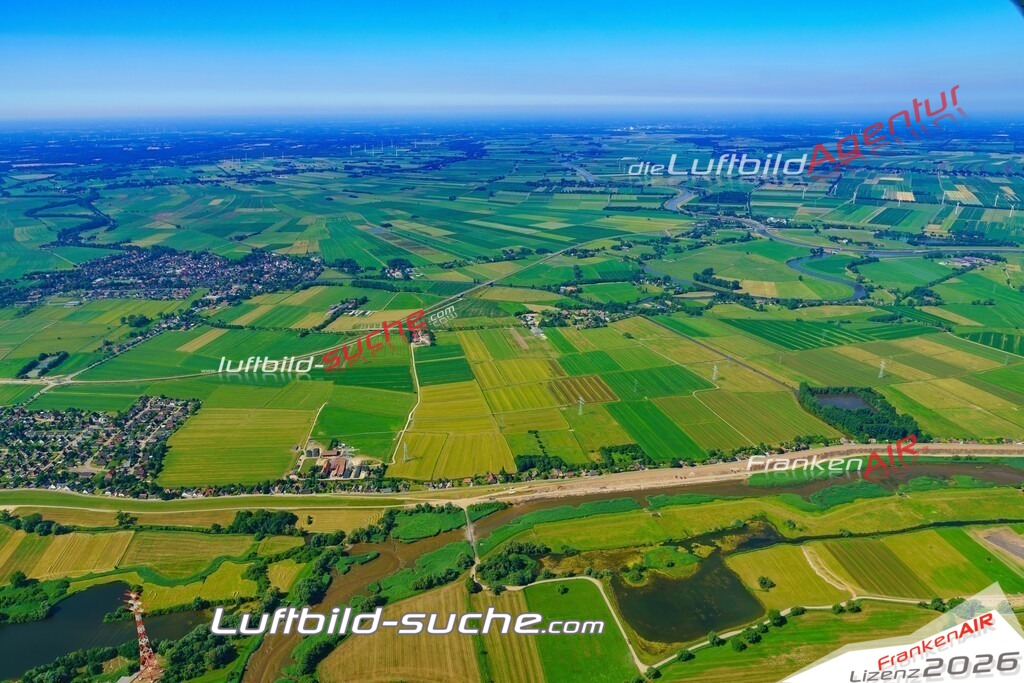 aktuelles Luftbild von  Weserdeich - Luftaufnahme wurde 2018 von https://frankenair.de mittels Flugzeug (keine Drohne) erstellt.
