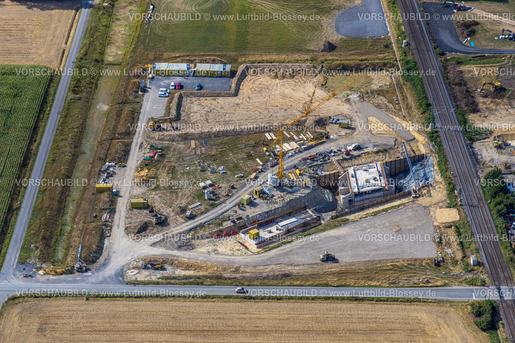 Hamm220801134 | Luftbild beim Baufortschritt in Westtünnen bei der Gleisunterführung der Bundesbahn,  Rhynern, Hamm, Ruhrgebiet, Nordrhein-Westfalen, Deutschland