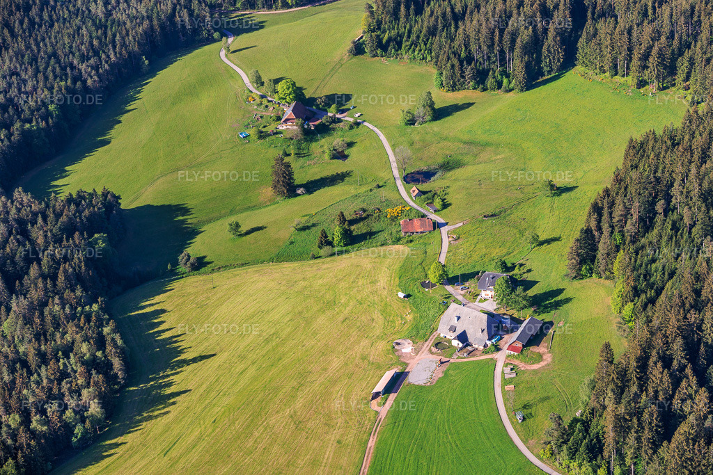Luftbild: Krährbauernhof - Eva Miriam Häuber im Ortsteil Reichenbach in Hornberg im Bundesland Baden-Württemberg in Deutschland.Foto: IMG_156302.jpg vom 17.05.2026 durch Werner Riehm/FLY-FOTO.deAuflösung des Originals: 6000 x 4000 pxFerienwohnung im Schwarzwald auf dem Kr\xc3\xa4hrbauernhof