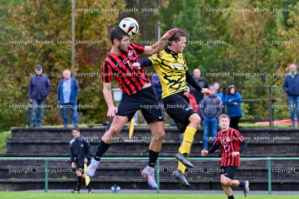 FC Faakersee vs. FC-WR Nussdorf Debant | #5 Ivan Makovec FCWR Nussdorf Debant, #5 Cajetan Maria Thaddäus Kolig FC Faakersee, FC Faakersee vs. FC-WR Nussdorf Debant, FC Faakersee vs. FC-WR Nussdorf Debant am 28.09.2024 in Finkenstein (Sportplatz Faakersee), Austria, (Photo by Bernd Stefan)