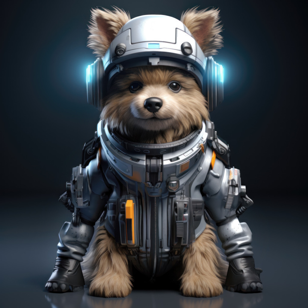 2308052 - Cyberpunk Hund  | Bestellen Sie dieses lustige Tiermotiv als hochwertigen Kunstdruck auf Leinwand, Acrylglas, Dibond oder als Poster.