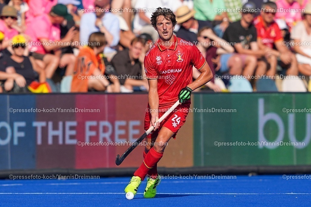 xydrx10082504031 | 10.08.2025, xydrx, Herren EuroHockey Championship 2025, Gruppenphase, Gruppe A, Belgien - Niederlande, Sparkassenpark Mönchengladbach: Antoine Kina (BEL #24)